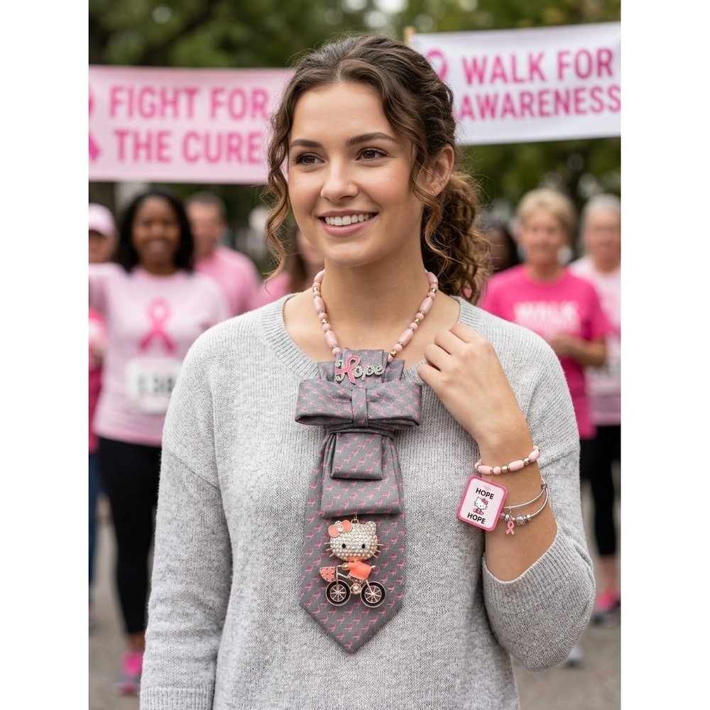 Susan G Komen Knots For Hope Breast Cancer Awareness Necklace Hello Kitty Set